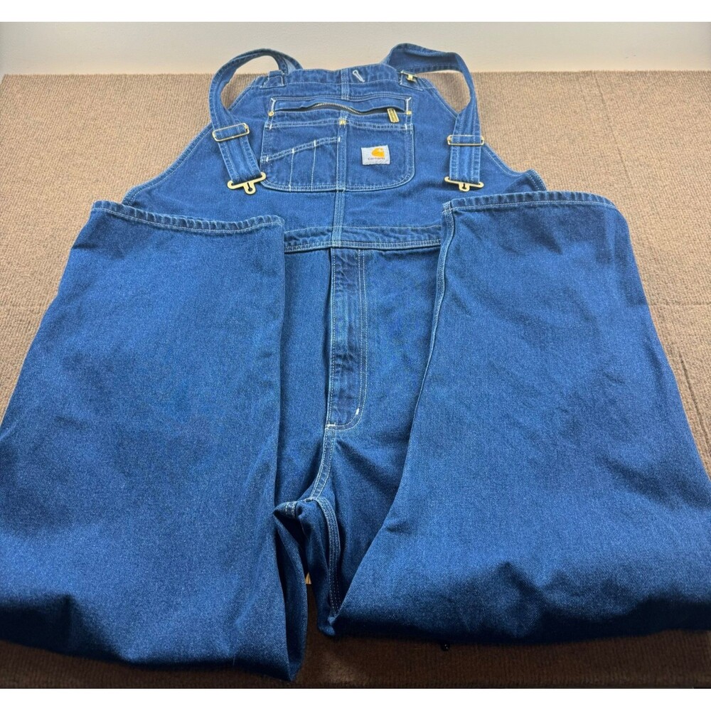 Carhartt OR4672-M Loose Fit Bib Overall Denim Men’s 42X30(27) Zipper Fly Pockets